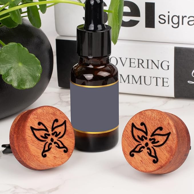 Essential Oil Car Diffuser, 2 PCS Butterfly Car Aromatherapy Wood Diffuser with Vent Clip, alternate product view 6