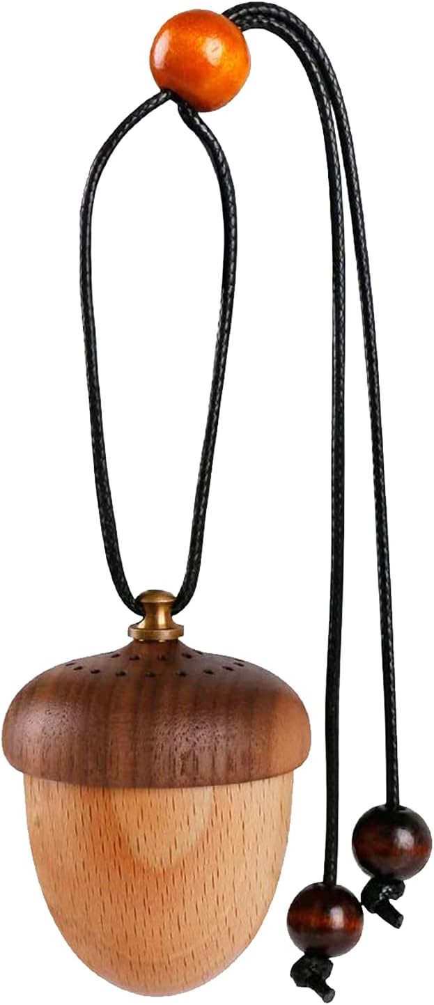 Essential Oil Car Diffuser, Wooden Acorn Decor Cute Car Diffuser Air Freshener, product image