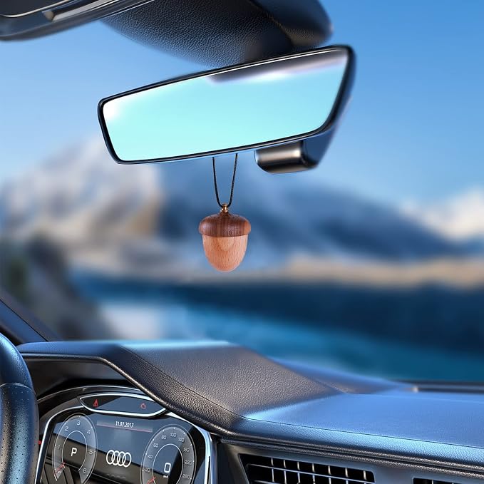 Essential Oil Car Diffuser, Wooden Acorn Decor Cute Car Diffuser Air Freshener, alternate product view 2