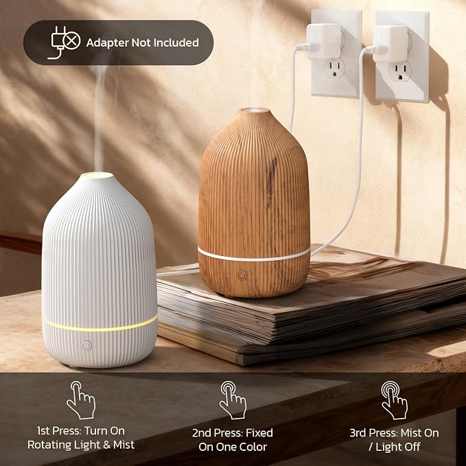 Essential Oil Diffuser, 100ml Aromatherapy Diffuser, Mini Ultrasonic Diffuser for Essential Oil, Home, Office, alternate