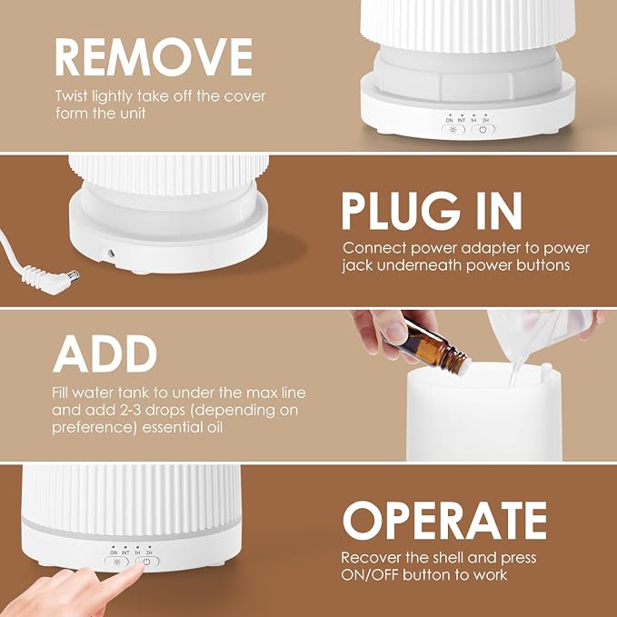 Essential Oil Diffuser, 100ml Aromatherapy Diffusers with Adjustable Mist Mode Timer Setting, alternate product view 8