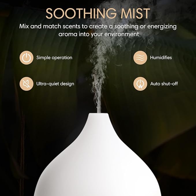 Essential Oil Diffuser, 100ml Small Aromatherapy Diffuser with Auto Shut-Off Function, Ultrasonic Diffusers for Essential