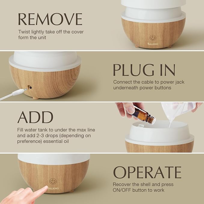 Essential Oil Diffuser, 100ml Small Aromatherapy Diffuser with Auto Shut-Off Function, Ultrasonic Diffusers for Essential