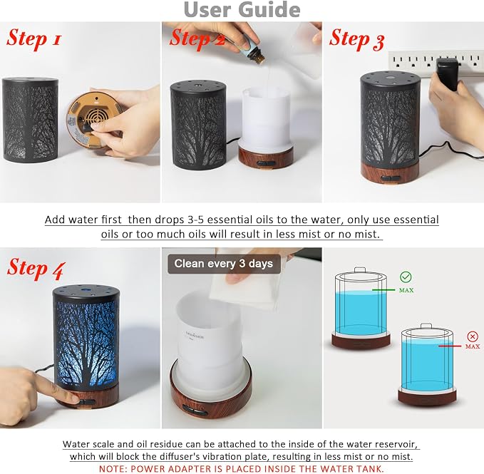 Essential Oil Diffuser 150ml Black Metal Aromatherapy Oil Diffuser Ultrasonic Cool Mist Diffuser with Auto Shut-Off