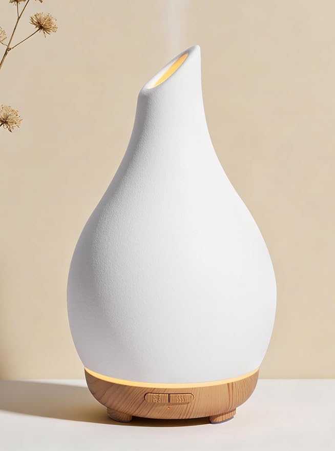 Essential Oil Diffuser, 150ml Ceramic Diffuser Handcrafted Stone Aromatherapy Diffusers Ultrasonic Cool Mist Humidifier