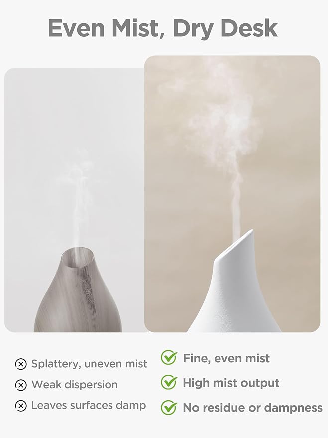 Essential Oil Diffuser, 150ml Ceramic Diffuser Handcrafted Stone Aromatherapy Diffusers Ultrasonic Cool Mist Humidifier