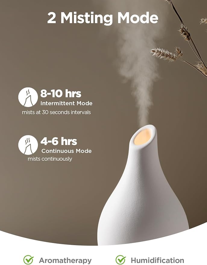 Essential Oil Diffuser, 150ml Ceramic Diffuser Handcrafted Stone Aromatherapy Diffusers Ultrasonic Cool Mist Humidifier