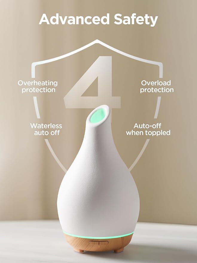 Essential Oil Diffuser, 150ml Ceramic Diffuser Handcrafted Stone Aromatherapy Diffusers Ultrasonic Cool Mist Humidifier