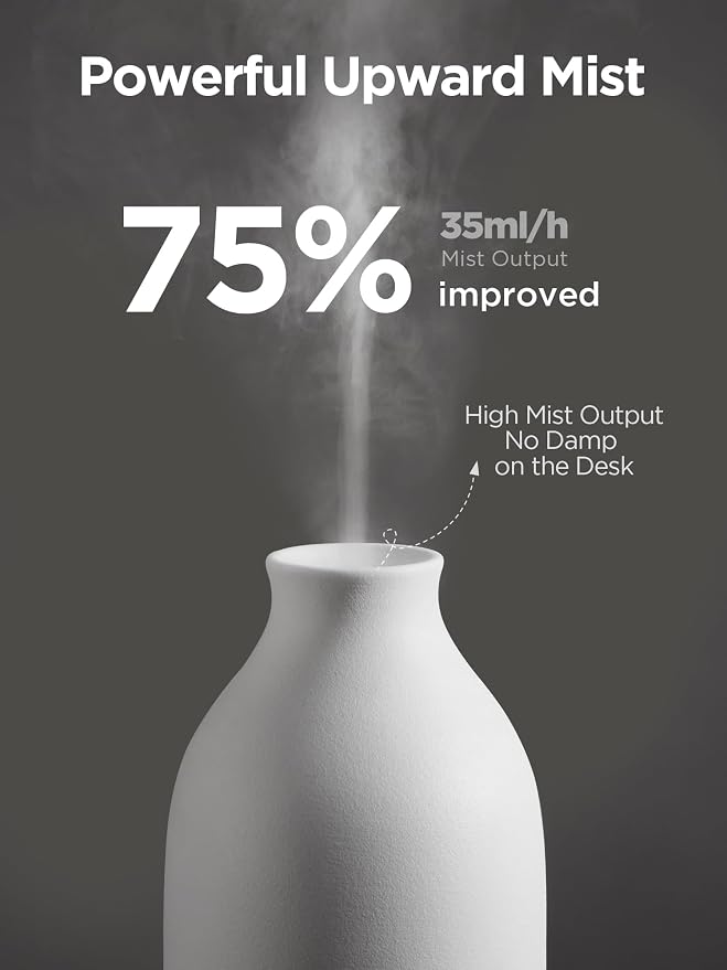 Essential Oil Diffuser, 150ml Ceramic Stone Diffuser Handcrafted Aromatherapy Diffusers Ultrasonic Cool Mist Humidifier