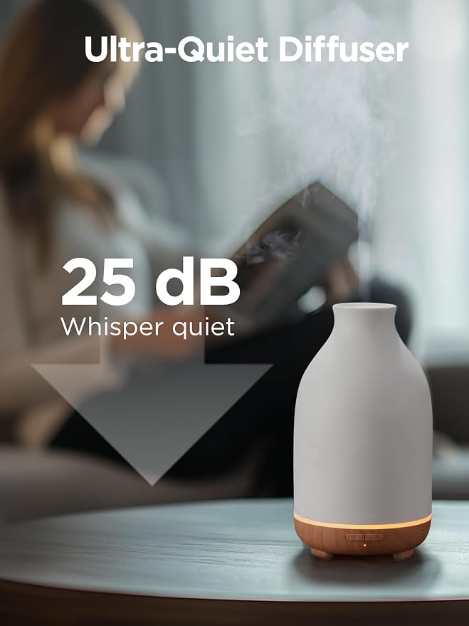 Essential Oil Diffuser, 150ml Ceramic Stone Diffuser Handcrafted Aromatherapy Diffusers Ultrasonic Cool Mist Humidifier
