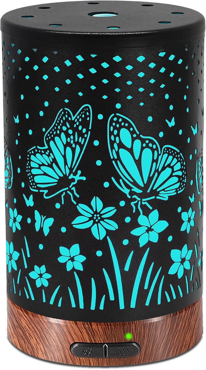 Essential Oil Diffuser - 150ML Metal Aromatherapy Diffuser for Essential Oils with 7 Colors Lights Gifts for Mom Auto