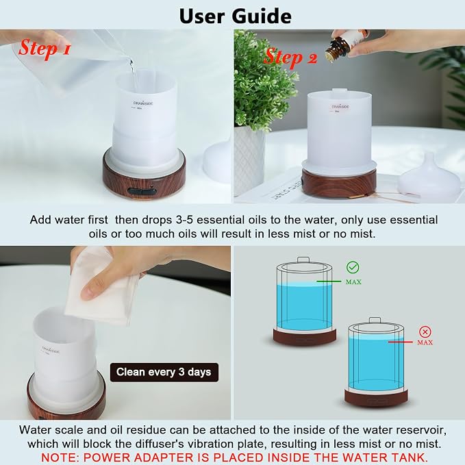 Essential Oil Diffuser 150ml Metal Aromatherapy Oil Diffuser Ultrasonic Cool Mist Diffuser with Auto Shut-Off Protection,7