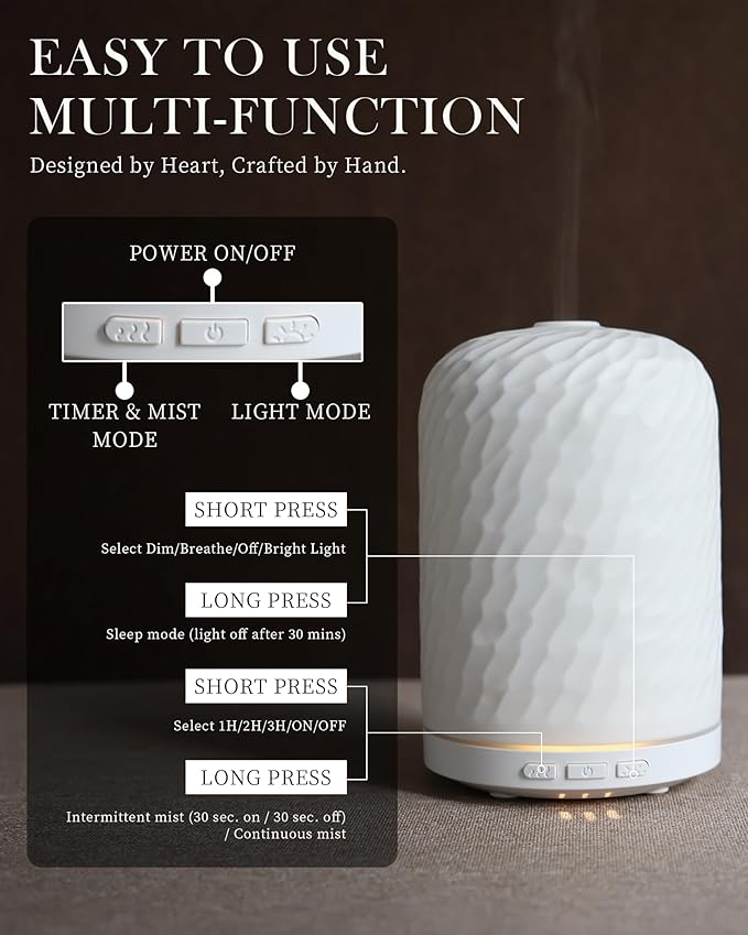 Essential Oil Diffuser – 2.4MHz Ultrasonic Aromatherapy Diffuser, everyday comfort Night Light, Timer & Auto Shut-Off