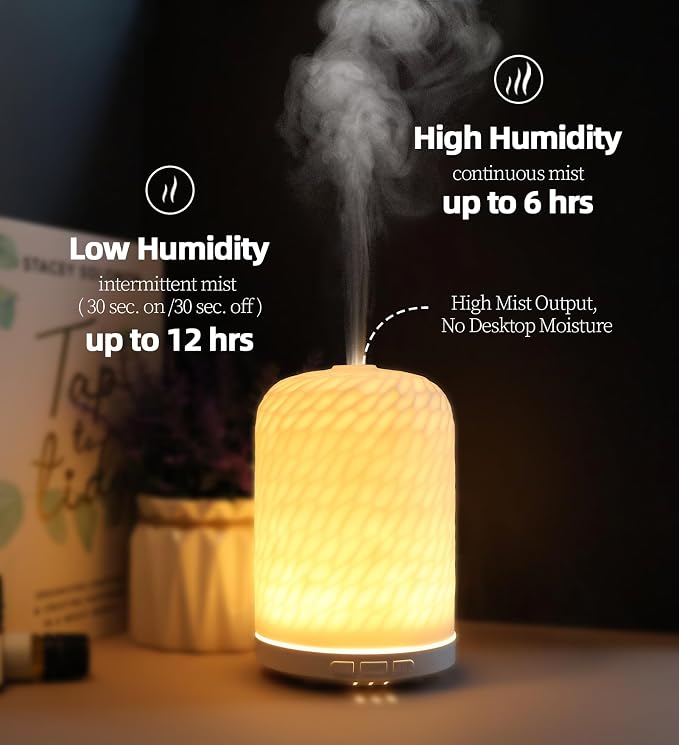 Essential Oil Diffuser – 2.4MHz Ultrasonic Aromatherapy Diffuser, everyday comfort Night Light, Timer & Auto Shut-Off