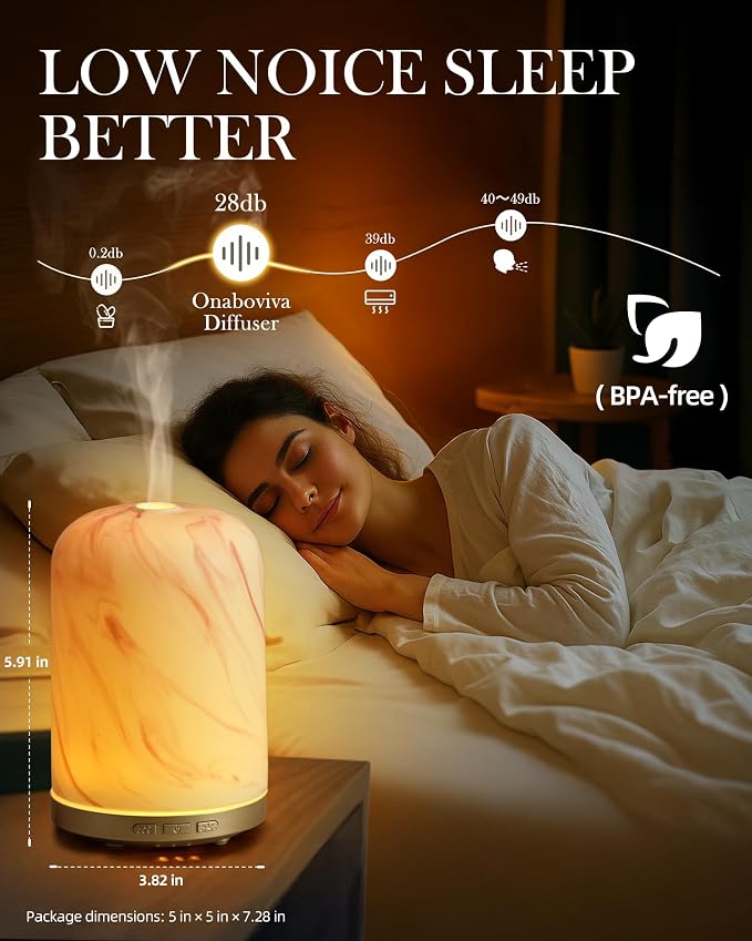 Essential Oil Diffuser – 2.4MHz Ultrasonic Aromatherapy Diffuser, everyday comfort Night Light, Timer & Auto Shut-Off