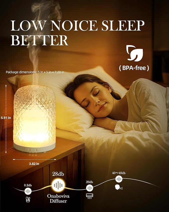 Essential Oil Diffuser – 2.4MHz Ultrasonic Aromatherapy Diffuser, everyday comfort Night Light, Timer & Auto Shut-Off