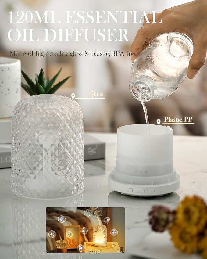 Essential Oil Diffuser – 2.4MHz Ultrasonic Aromatherapy Diffuser, everyday comfort Night Light, Timer & Auto Shut-Off