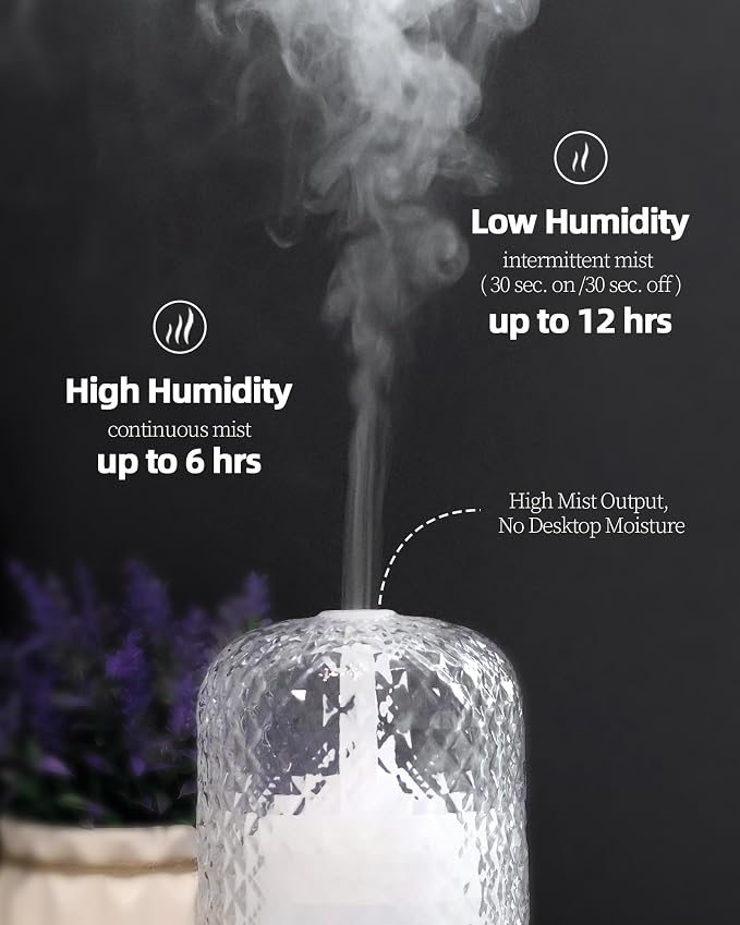 Essential Oil Diffuser – 2.4MHz Ultrasonic Aromatherapy Diffuser, everyday comfort Night Light, Timer & Auto Shut-Off