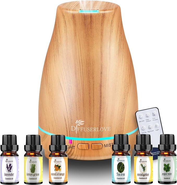 Essential Oil Diffuser 200ML Aroma Diffuser Mist Humidifiers with 7 Color LED Lights, product image