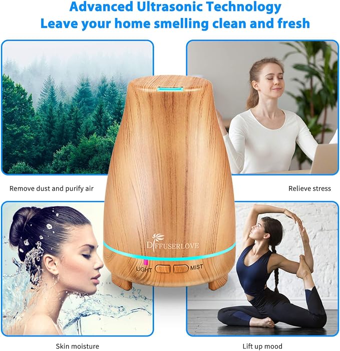 Essential Oil Diffuser 200ML Aroma Diffuser Mist Humidifiers with 7 Color LED Lights, alternate product view 5