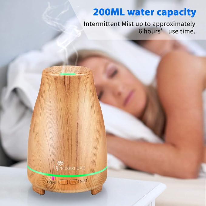 Essential Oil Diffuser 200ML Aroma Diffuser Mist Humidifiers with 7 Color LED Lights, alternate product view 7