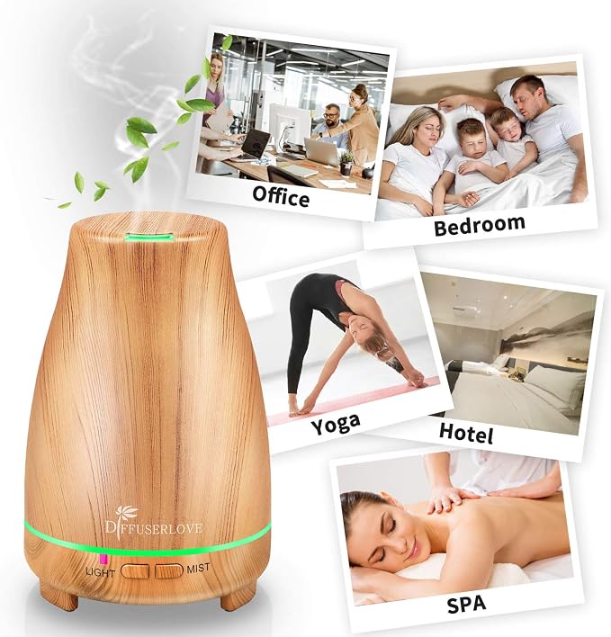 Essential Oil Diffuser 200ML Aroma Diffuser Mist Humidifiers with 7 Color LED Lights, alternate product view 8