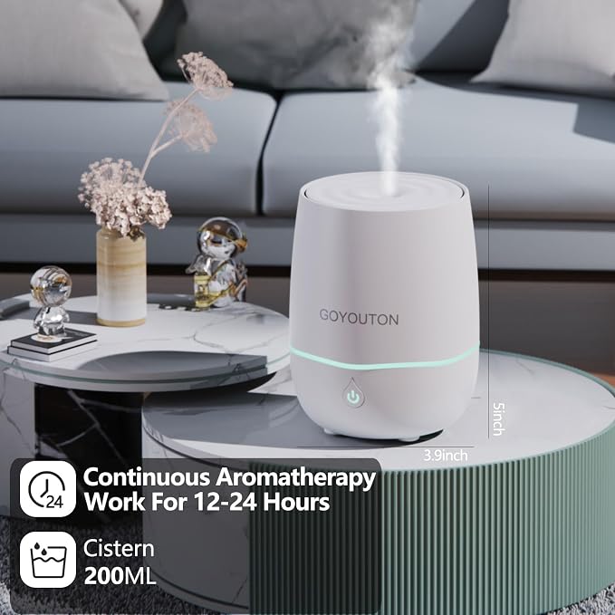 Essential Oil Diffuser, 200ML Diffusers for Home Scent Aromatherapy Diffuser Air Desk Humidifier Oil Diffuser romfor Bedroom