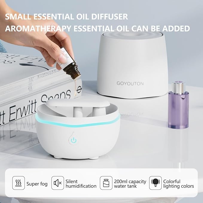 Essential Oil Diffuser, 200ML Diffusers for Home Scent Aromatherapy Diffuser Air Desk Humidifier Oil Diffuser romfor Bedroom
