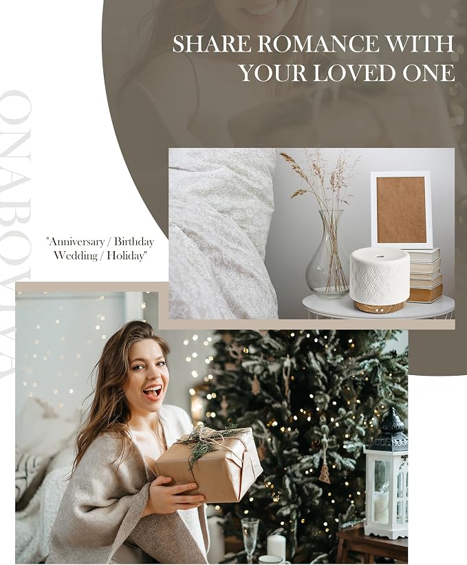 Essential Oil Diffuser, 280ml Ceramic Aromatherapy Diffuser for Large Room, 2.4MHz Ultrasonic Cool Mist Diffuser Oil Machine