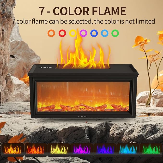 Essential Oil Diffuser, 280ML Ultrasonic Aromatherapy Diffuser with Realistic Flame Effect, Remote Control, 7 Colors LED