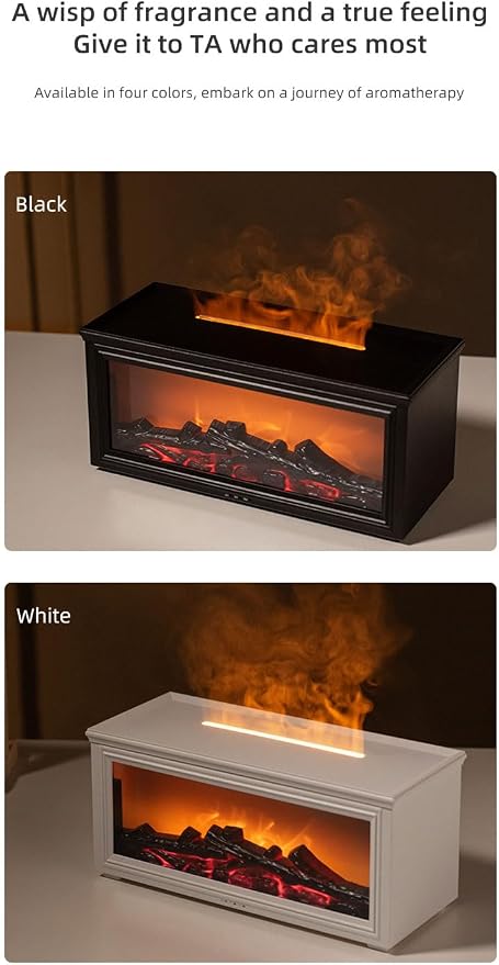 Essential Oil Diffuser, 280ML Ultrasonic Aromatherapy Diffuser with Realistic Flame Effect, Remote Control, 7 Colors LED