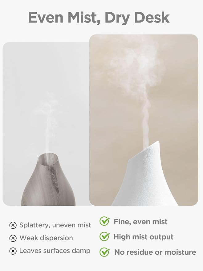 Essential Oil Diffuser, 300ml Ceramic Diffuser for Home Handcrafted Stone Aromatherapy Diffusers Ultrasonic Cool Mist