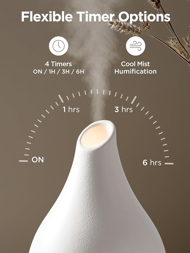 Essential Oil Diffuser, 300ml Ceramic Diffuser for Home Handcrafted Stone Aromatherapy Diffusers Ultrasonic Cool Mist