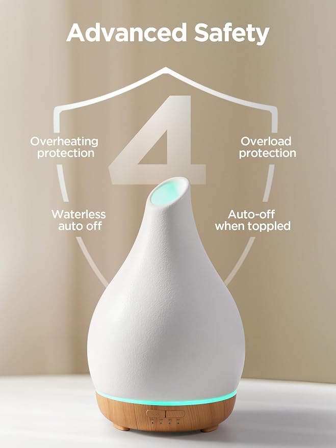 Essential Oil Diffuser, 300ml Ceramic Diffuser for Home Handcrafted Stone Aromatherapy Diffusers Ultrasonic Cool Mist