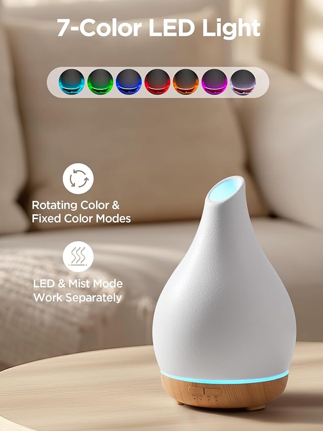Essential Oil Diffuser, 300ml Ceramic Diffuser for Home Handcrafted Stone Aromatherapy Diffusers Ultrasonic Cool Mist