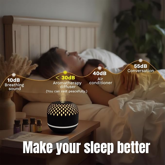 Essential Oil Diffuser 300ml for Home Bedroom, Aromatherapy Oil Diffuser with 3H 6H Timer, 7 Color Light, USB Type-C, Hollow