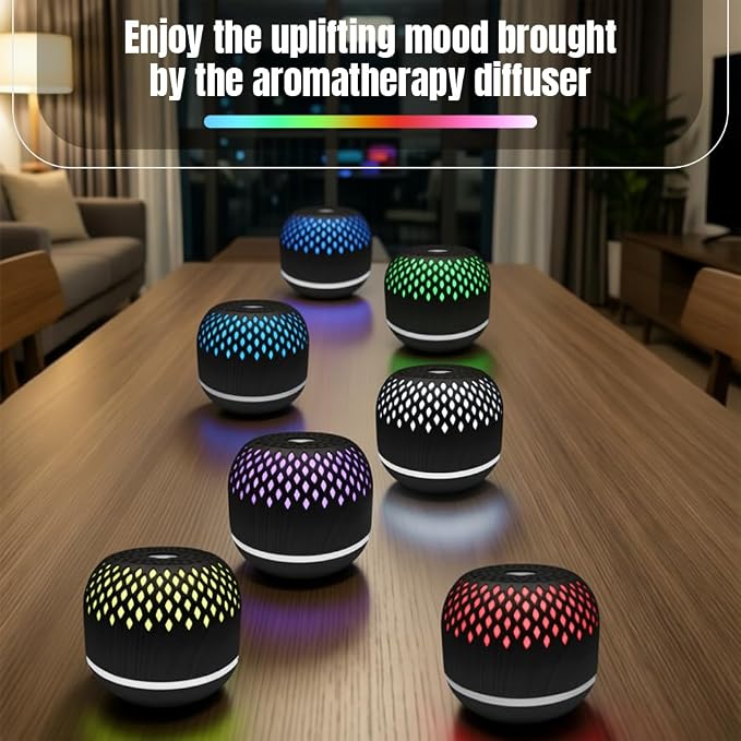 Essential Oil Diffuser 300ml for Home Bedroom, Aromatherapy Oil Diffuser with 3H 6H Timer, 7 Color Light, USB Type-C, Hollow