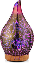 Essential Oil Diffuser 3D Firework Glass Aromatherapy Ultrasonic Humidifier Rose Gold,Auto Shut-Off,Timer Setting,BPA