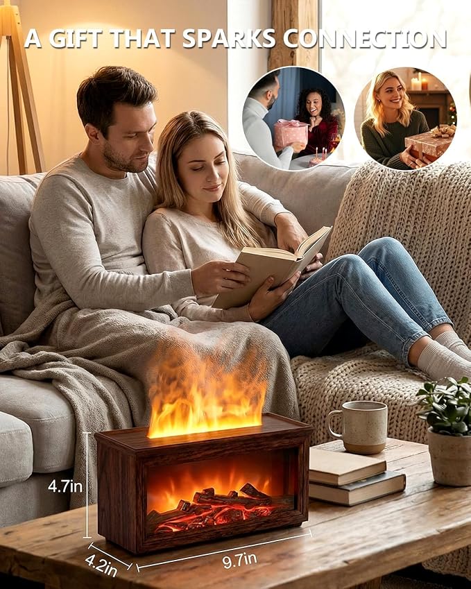 Essential Oil Diffuser, 7-Color Fireplace Fire Flame Aromatherapy Humidifier, alternate product view 7