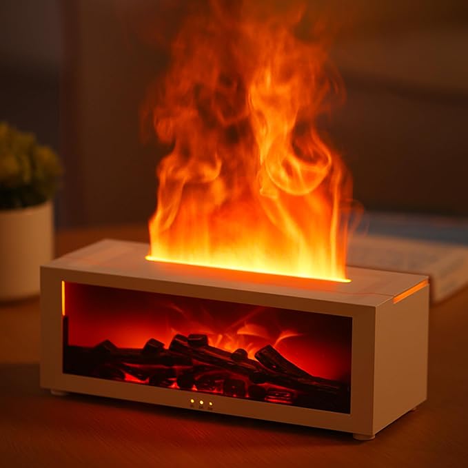 Essential Oil Diffuser, 7 Colors Fireplace Flame Fire Oil Diffuser, 150ml Ultrasonic Aromatherapy Humidifier, product image