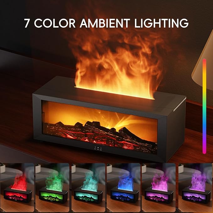 Essential Oil Diffuser, 7 Colors Fireplace Flame Fire Oil Diffuser, 150ml Ultrasonic Aromatherapy Humidifier, alternate