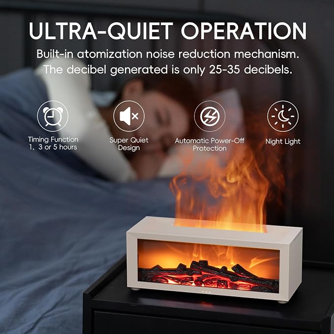Essential Oil Diffuser, 7 Colors Fireplace Flame Fire Oil Diffuser, 150ml Ultrasonic Aromatherapy Humidifier, alternate