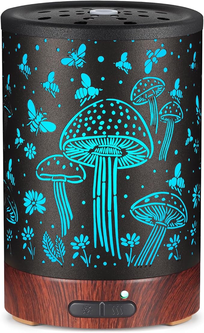 Essential Oil Diffuser- Aromatherapy Diffuser with7 Colors Light and Auto-Off for Women Metal Cool Mist Humidifier for Home