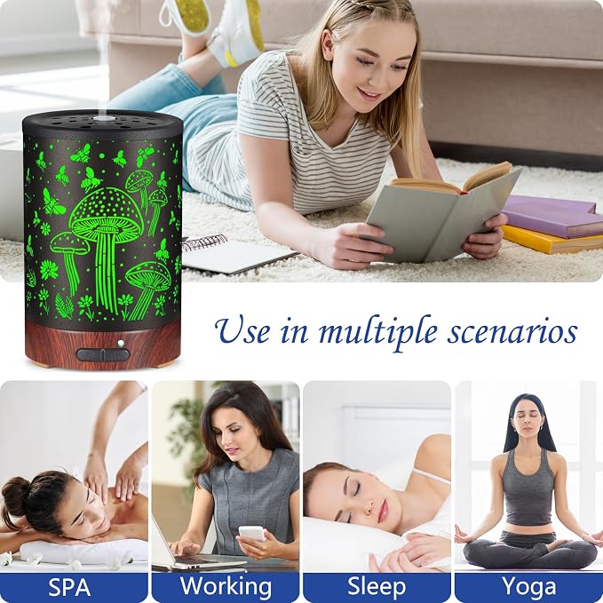 Essential Oil Diffuser- Aromatherapy Diffuser with7 Colors Light and Auto-Off for Women Metal Cool Mist Humidifier for Home
