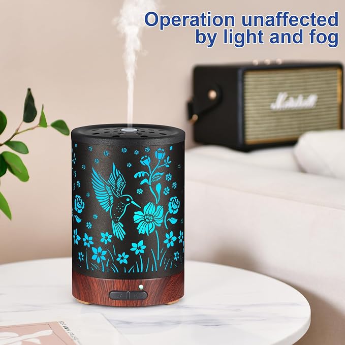 Essential Oil Diffuser- Aromatherapy Diffuser with7 Colors Light and Auto-Off for Women Metal Cool Mist Humidifier for Home