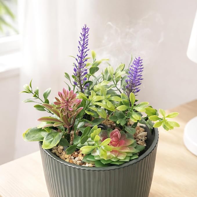 Essential Oil Diffuser Ceramic Artificial Succulent Plants Potted Diffuser 100 ml for Lavender Essential Oils Timers Night