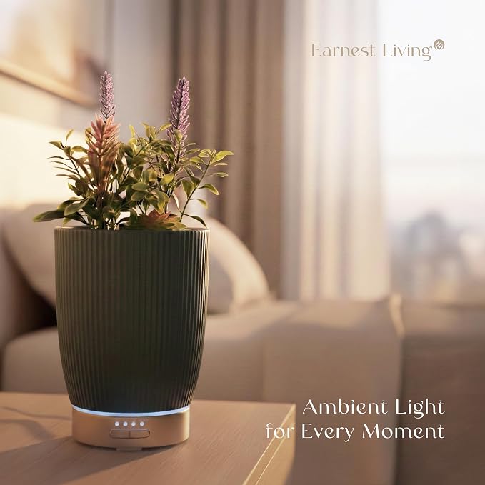 Essential Oil Diffuser Ceramic Artificial Succulent Plants Potted Diffuser 100 ml for Lavender Essential Oils Timers Night