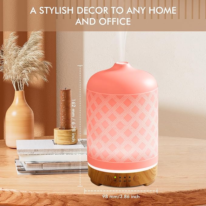 Essential Oil Diffuser Ceramic Diffuser -Aromatherapy Diffuser for Essential Oils with Timer and 7 Colors LED Light