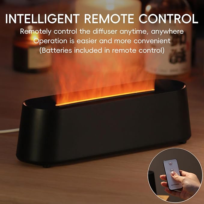Essential Oil Diffuser, Fireplace Flame Fire Oil Diffuser, 250ml Cool Mist Aromatherapy Humidifier, Scent Diffuser with 7