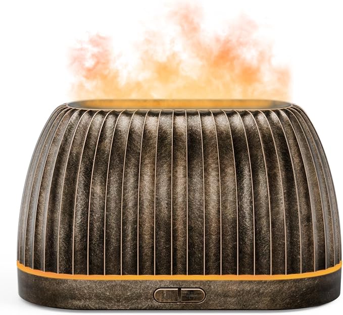 Essential Oil Diffuser, Flame Effect Aromatherapy Diffuser with 7-Color LED Lights & Auto Shut-Off, Ultrasonic Diffusers for